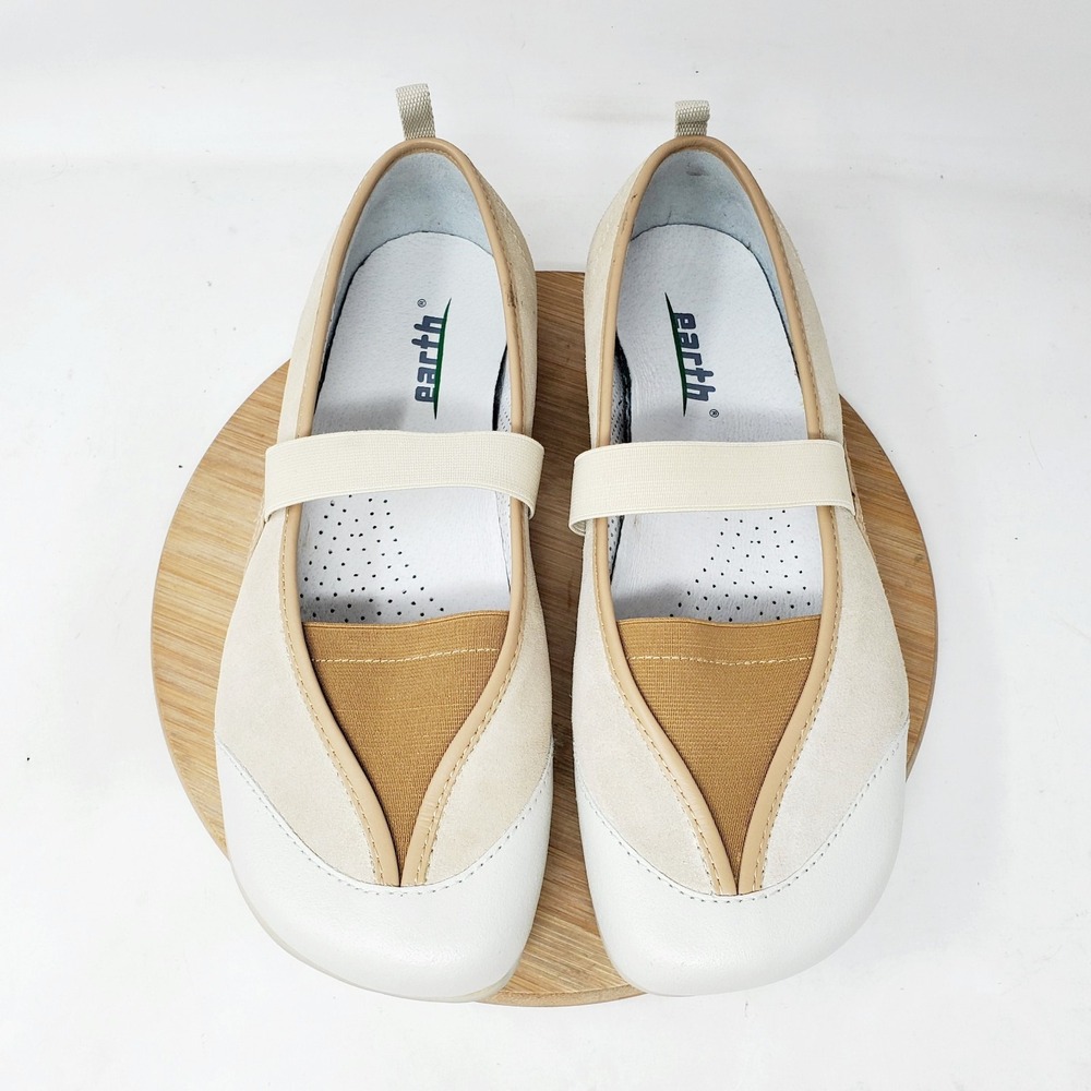 Kalso Earth Shoes Womens 8 Mary‎ Jane Intrigue Cream Negative Heel Loafer